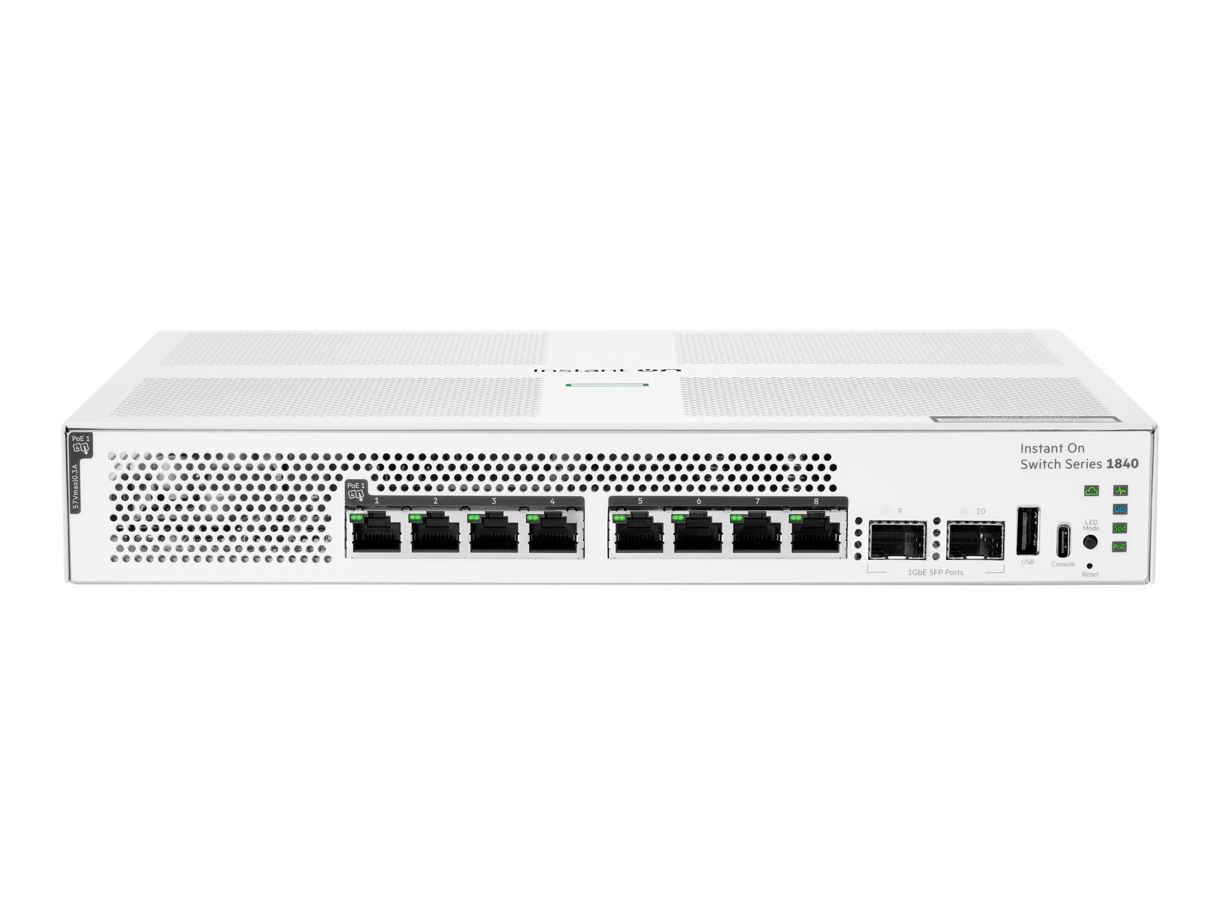 HPE Networking Instant On 1840 Switch, 8x 1GBase-T Class 4 PoE, 2x SFP, PoE 124W