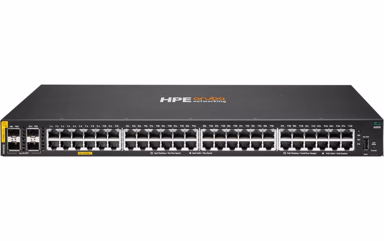 HPE Aruba Networking R8N85B CX 6000 48P PoE 52 Port