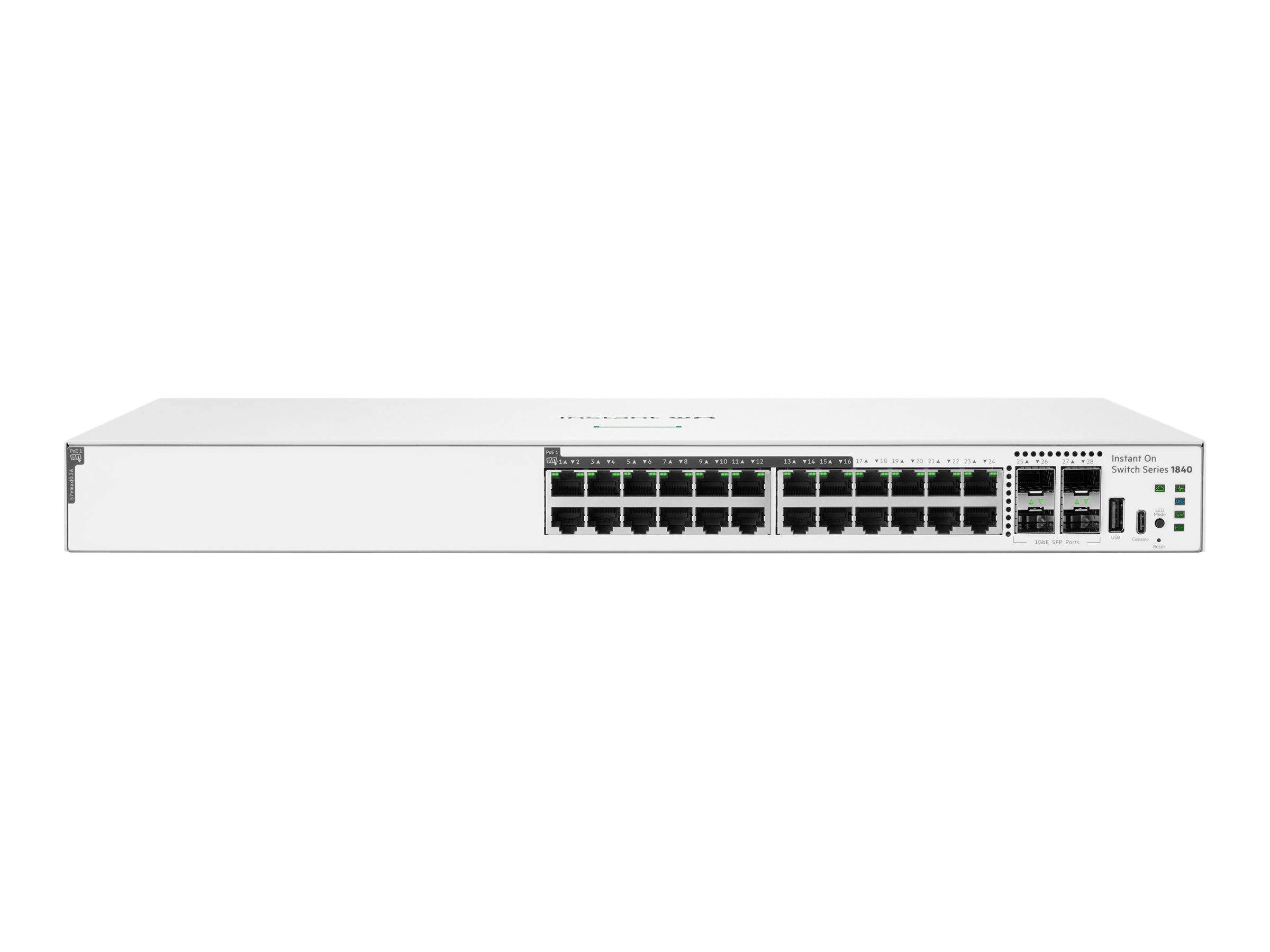 HPE Networking Instant On 1840 Switch, 8x 1GBase-T, 16x 1GBase-T Class 4 PoE, 4x SFP, PoE 195W