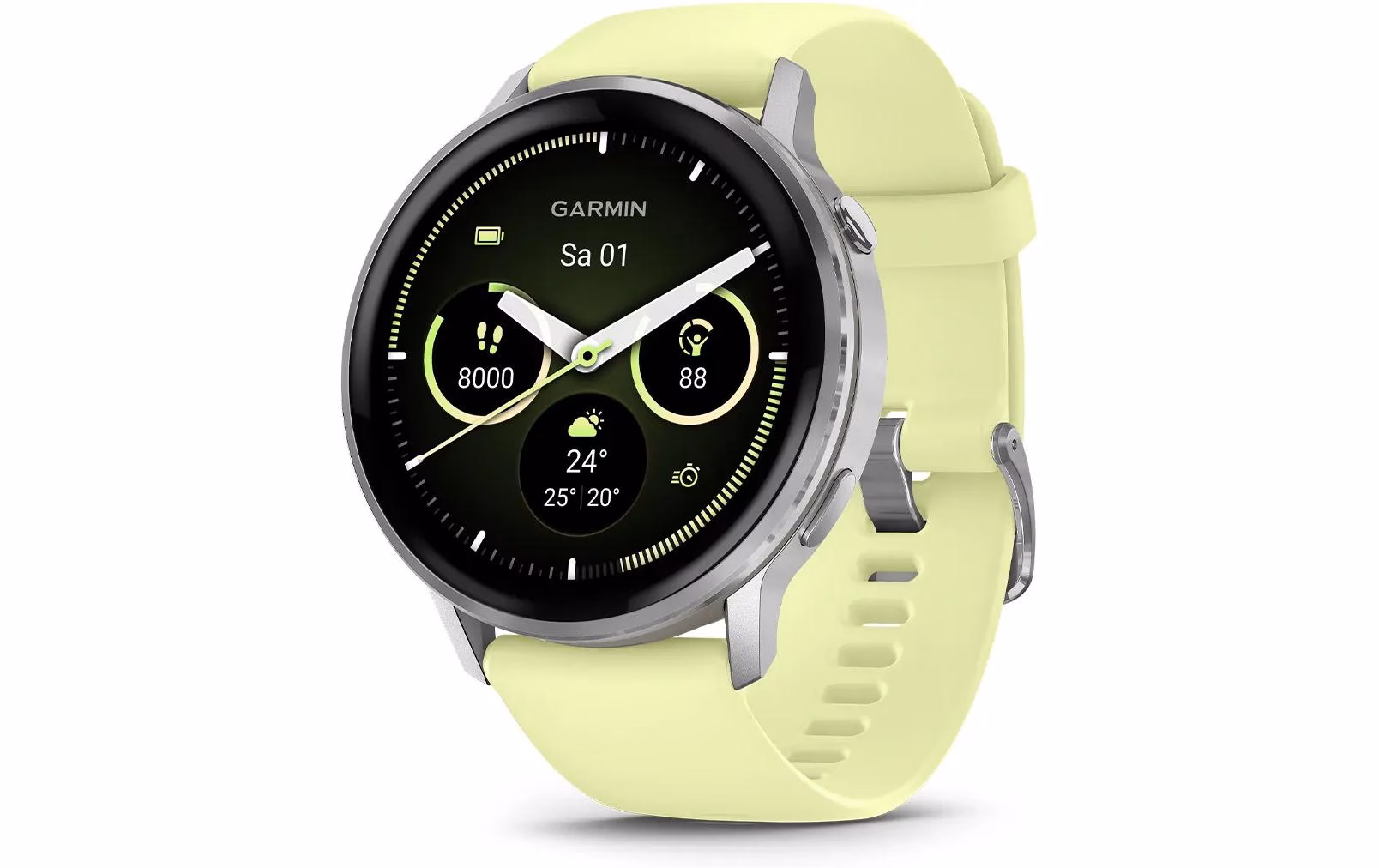 GARMIN Venu 4 45 mm, Edelstahl und faserverstärktes Polymer, Gelb