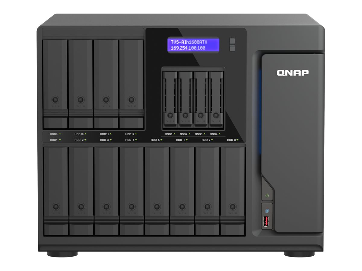 QNAP 16-Bay QuTS hero NAS 12 x 3.5inch SATA + 4 x U.2 NVMe slots Intel Core Ultra9 285 24cores 8P+16E 32GB DDR5
